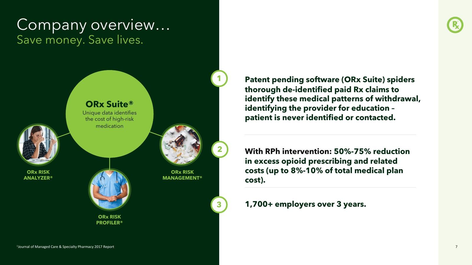 Redesigned company-overview slide, one clear diagram of the ORx Suite